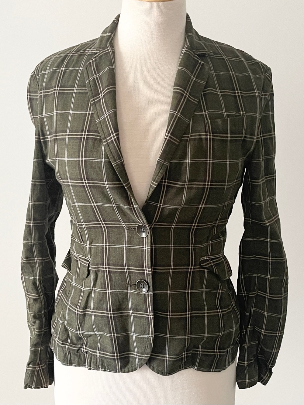 Rag & Olive Olive and Black Plaid Blazer